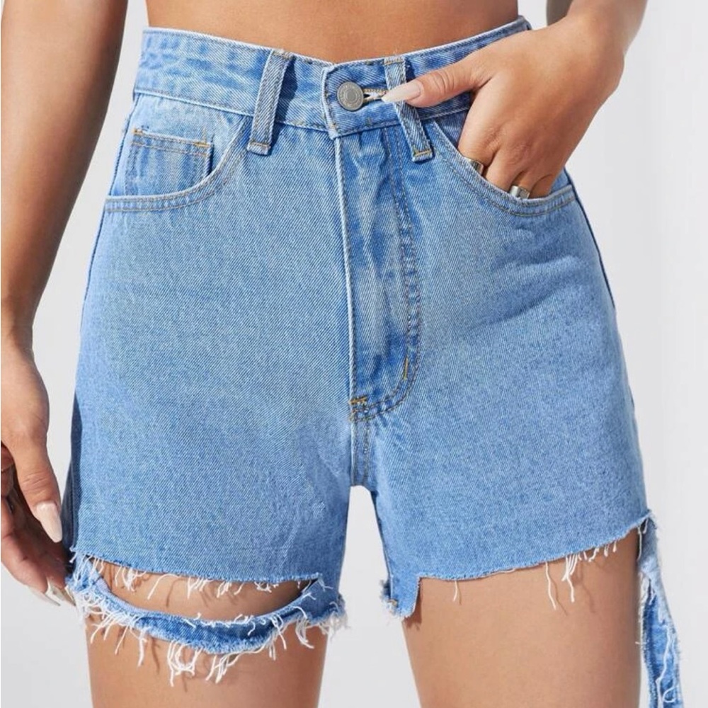 High Waisted Denim shorts with Rips